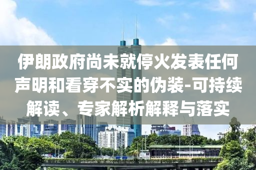 伊朗政府尚未就?；鸢l(fā)表任何聲明和看穿不實(shí)的偽裝-可持續(xù)解讀、專家解析解釋與落實(shí)