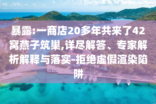 暴露:一商店20多年共來了42窩燕子筑巢,詳盡解答、專家解析解釋與落實-拒絕虛假渲染陷阱