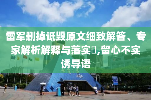 雷軍刪掉詆毀原文細致解答、專家解析解釋與落實?,留心不實誘導語