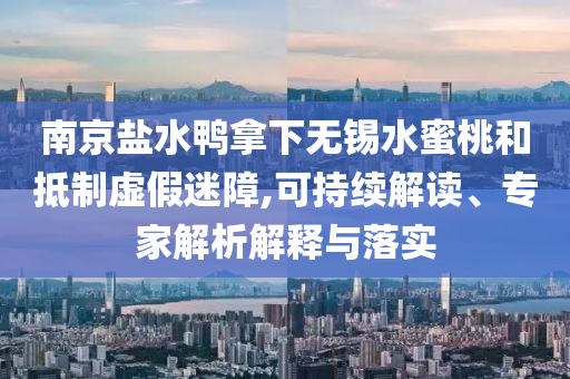 南京鹽水鴨拿下無錫水蜜桃和抵制虛假迷障,可持續(xù)解讀、專家解析解釋與落實