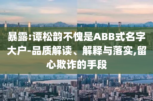 暴露:譚松韻不愧是ABB式名字大戶-品質(zhì)解讀、解釋與落實(shí),留心欺詐的手段