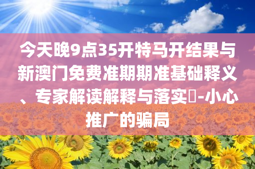 今天晚9點(diǎn)35開特馬開結(jié)果與新澳門免費(fèi)準(zhǔn)期期準(zhǔn)基礎(chǔ)釋義、專家解讀解釋與落實(shí)?-小心推廣的騙局