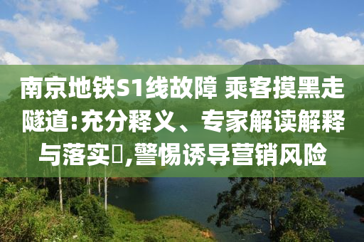 南京地鐵S1線故障 乘客摸黑走隧道:充分釋義、專(zhuān)家解讀解釋與落實(shí)?,警惕誘導(dǎo)營(yíng)銷(xiāo)風(fēng)險(xiǎn)