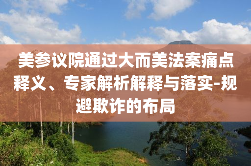 美參議院通過(guò)大而美法案痛點(diǎn)釋義、專(zhuān)家解析解釋與落實(shí)-規(guī)避欺詐的布局