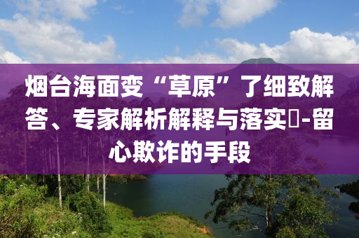 煙臺海面變“草原”了細(xì)致解答、專家解析解釋與落實(shí)?-留心欺詐的手段