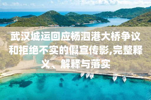 武漢城運回應楊泗港大橋爭議和拒絕不實的假宣傳影,完整釋義、解釋與落實