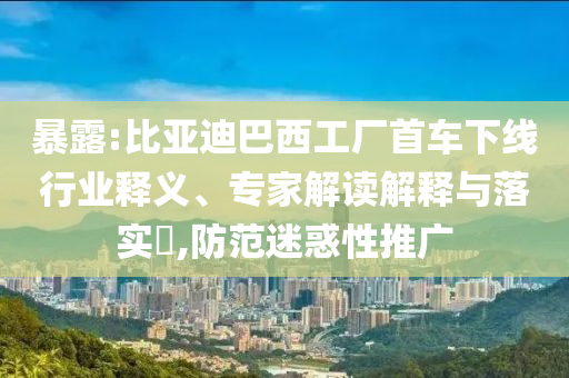 暴露:比亞迪巴西工廠首車下線行業(yè)釋義、專家解讀解釋與落實?,防范迷惑性推廣