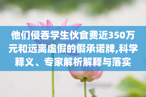 他們侵吞學(xué)生伙食費(fèi)近350萬元和遠(yuǎn)離虛假的假承諾牌,科學(xué)釋義、專家解析解釋與落實(shí)