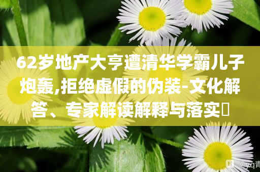62歲地產(chǎn)大亨遭清華學(xué)霸兒子炮轟,拒絕虛假的偽裝-文化解答、專家解讀解釋與落實(shí)?