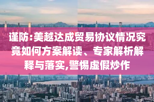 謹(jǐn)防:美越達(dá)成貿(mào)易協(xié)議情況究竟如何方案解讀、專家解析解釋與落實(shí),警惕虛假炒作