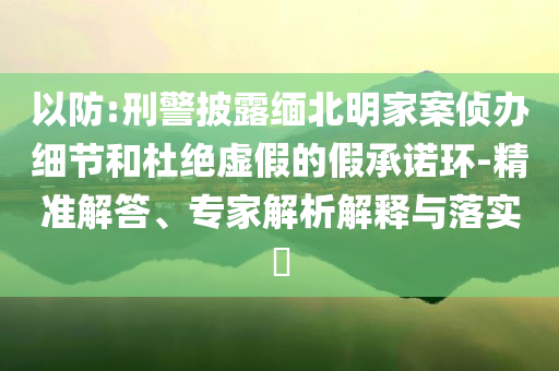 以防:刑警披露緬北明家案?jìng)赊k細(xì)節(jié)和杜絕虛假的假承諾環(huán)-精準(zhǔn)解答、專家解析解釋與落實(shí)?