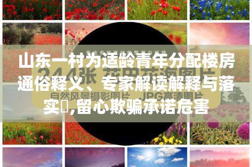 山東一村為適齡青年分配樓房通俗釋義、專家解讀解釋與落實(shí)?,留心欺騙承諾危害
