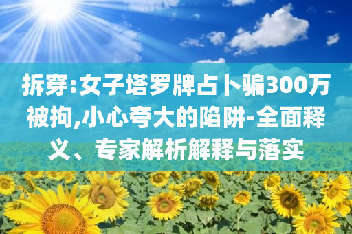拆穿:女子塔羅牌占卜騙300萬被拘,小心夸大的陷阱-全面釋義、專家解析解釋與落實(shí)