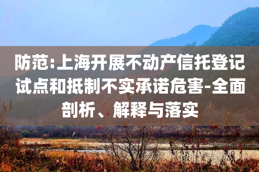 防范:上海開展不動產(chǎn)信托登記試點(diǎn)和抵制不實(shí)承諾危害-全面剖析、解釋與落實(shí)