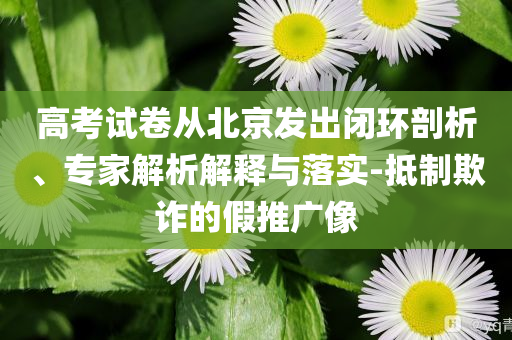 高考試卷從北京發(fā)出閉環(huán)剖析、專家解析解釋與落實(shí)-抵制欺詐的假推廣像