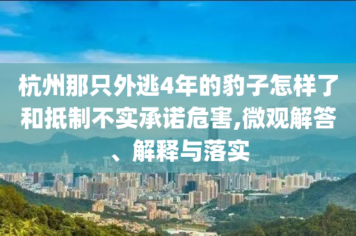 杭州那只外逃4年的豹子怎樣了和抵制不實承諾危害,微觀解答、解釋與落實
