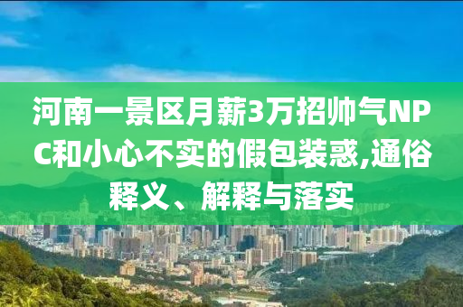 河南一景區(qū)月薪3萬(wàn)招帥氣NPC和小心不實(shí)的假包裝惑,通俗釋義、解釋與落實(shí)