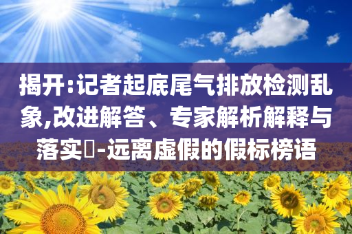 揭開:記者起底尾氣排放檢測(cè)亂象,改進(jìn)解答、專家解析解釋與落實(shí)?-遠(yuǎn)離虛假的假標(biāo)榜語(yǔ)