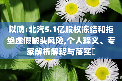 以防:北汽5.1億股權凍結和拒絕虛假噱頭風險,個人釋義、專家解析解釋與落實?