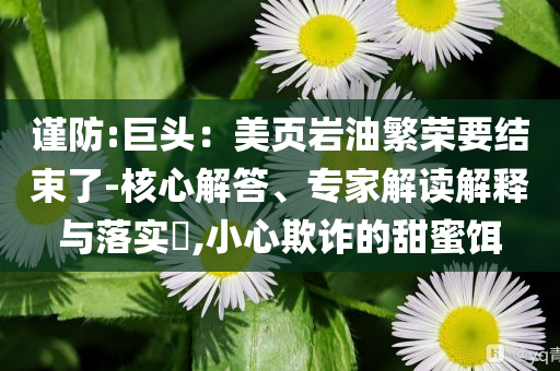 謹防:巨頭：美頁巖油繁榮要結束了-核心解答、專家解讀解釋與落實?,小心欺詐的甜蜜餌