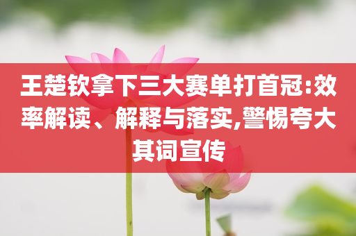 王楚欽拿下三大賽單打首冠:效率解讀、解釋與落實,警惕夸大其詞宣傳
