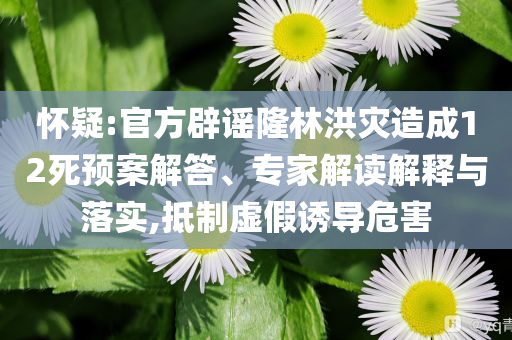 懷疑:官方辟謠隆林洪災(zāi)造成12死預(yù)案解答、專(zhuān)家解讀解釋與落實(shí),抵制虛假誘導(dǎo)危害