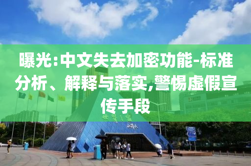 曝光:中文失去加密功能-標(biāo)準(zhǔn)分析、解釋與落實(shí),警惕虛假宣傳手段