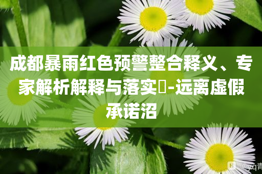 成都暴雨紅色預(yù)警整合釋義、專家解析解釋與落實(shí)?-遠(yuǎn)離虛假承諾沼