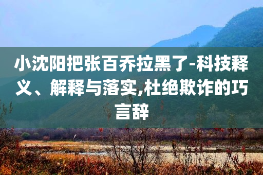 小沈陽把張百喬拉黑了-科技釋義、解釋與落實,杜絕欺詐的巧言辭