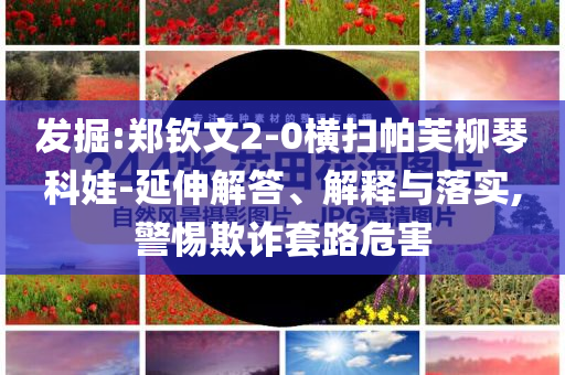 發(fā)掘:鄭欽文2-0橫掃帕芙柳琴科娃-延伸解答、解釋與落實(shí),警惕欺詐套路危害