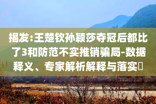 揭發(fā):王楚欽孫穎莎奪冠后都比了3和防范不實推銷騙局-數(shù)據(jù)釋義、專家解析解釋與落實?