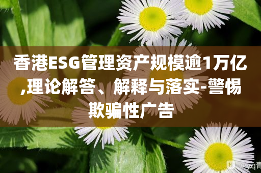 香港ESG管理資產(chǎn)規(guī)模逾1萬億,理論解答、解釋與落實-警惕欺騙性廣告