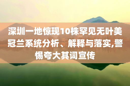 深圳一地驚現(xiàn)10株罕見無葉美冠蘭系統(tǒng)分析、解釋與落實,警惕夸大其詞宣傳