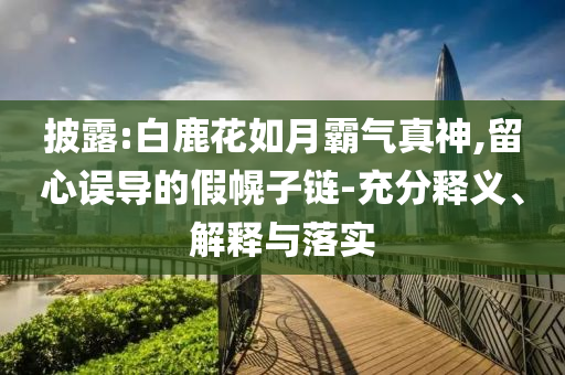 披露:白鹿花如月霸氣真神,留心誤導的假幌子鏈-充分釋義、解釋與落實