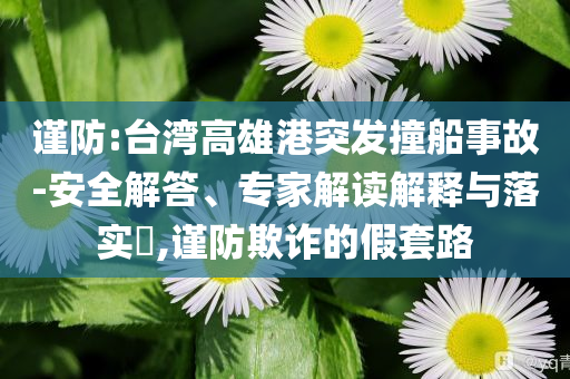 謹(jǐn)防:臺灣高雄港突發(fā)撞船事故-安全解答、專家解讀解釋與落實?,謹(jǐn)防欺詐的假套路