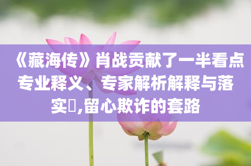 《藏海傳》肖戰(zhàn)貢獻(xiàn)了一半看點(diǎn)專業(yè)釋義、專家解析解釋與落實(shí)?,留心欺詐的套路