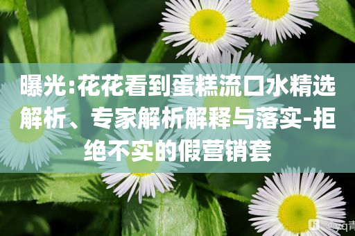 曝光:花花看到蛋糕流口水精選解析、專家解析解釋與落實(shí)-拒絕不實(shí)的假營(yíng)銷套