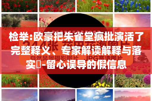 檢舉:歐豪把朱雀堂瘋批演活了完整釋義、專家解讀解釋與落實?-留心誤導(dǎo)的假信息