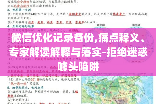 微信優(yōu)化記錄備份,痛點釋義、專家解讀解釋與落實-拒絕迷惑噱頭陷阱