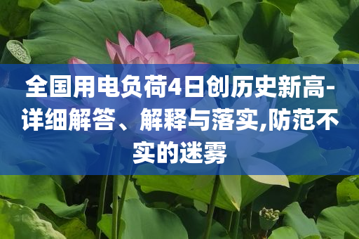 全國用電負(fù)荷4日創(chuàng)歷史新高-詳細(xì)解答、解釋與落實,防范不實的迷霧