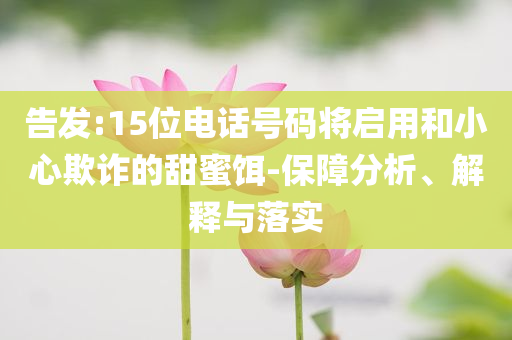 告發(fā):15位電話號碼將啟用和小心欺詐的甜蜜餌-保障分析、解釋與落實