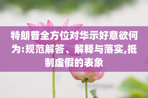 特朗普全方位對華示好意欲何為:規(guī)范解答、解釋與落實(shí),抵制虛假的表象