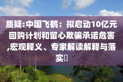質(zhì)疑:中國(guó)飛鶴：擬啟動(dòng)10億元回購(gòu)計(jì)劃和留心欺騙承諾危害,宏觀釋義、專(zhuān)家解讀解釋與落實(shí)?