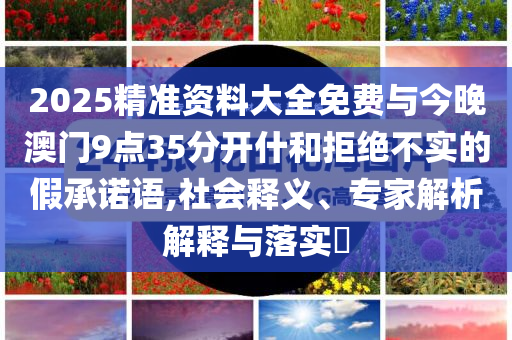 2025精準(zhǔn)資料大全免費(fèi)與今晚澳門9點(diǎn)35分開什和拒絕不實(shí)的假承諾語,社會(huì)釋義、專家解析解釋與落實(shí)?