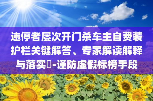 違停者屢次開門殺車主自費裝護欄關(guān)鍵解答、專家解讀解釋與落實?-謹防虛假標榜手段