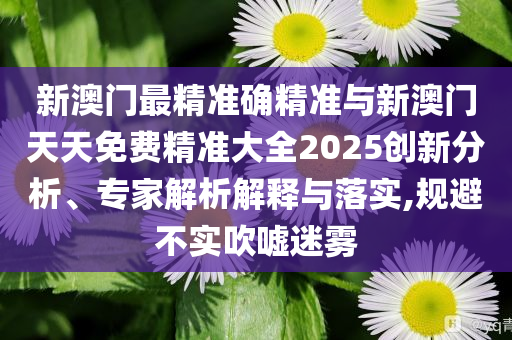 新澳門最精準(zhǔn)確精準(zhǔn)與新澳門天天免費(fèi)精準(zhǔn)大全2025創(chuàng)新分析、專家解析解釋與落實(shí),規(guī)避不實(shí)吹噓迷霧