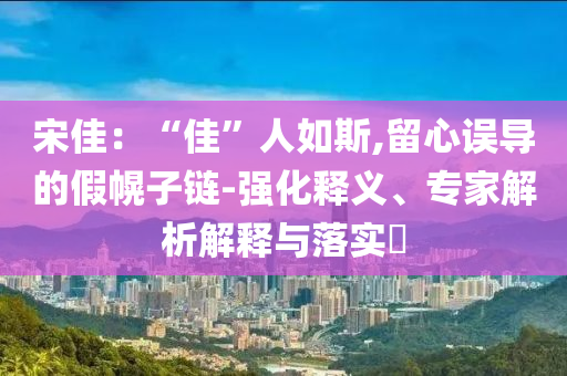 宋佳：“佳”人如斯,留心誤導的假幌子鏈-強化釋義、專家解析解釋與落實?