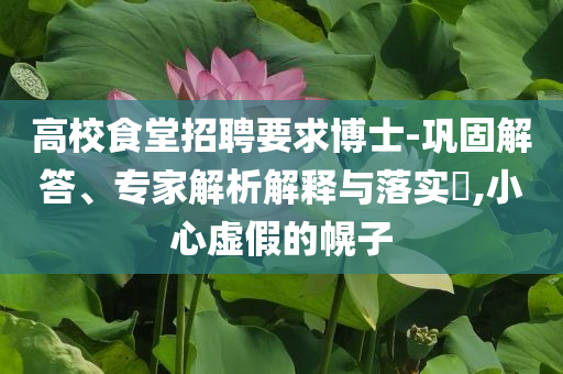 高校食堂招聘要求博士-鞏固解答、專家解析解釋與落實(shí)?,小心虛假的幌子