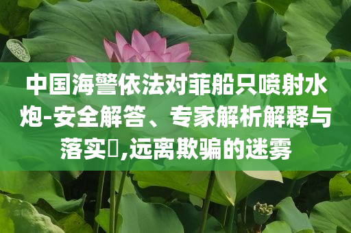 中國海警依法對菲船只噴射水炮-安全解答、專家解析解釋與落實?,遠(yuǎn)離欺騙的迷霧
