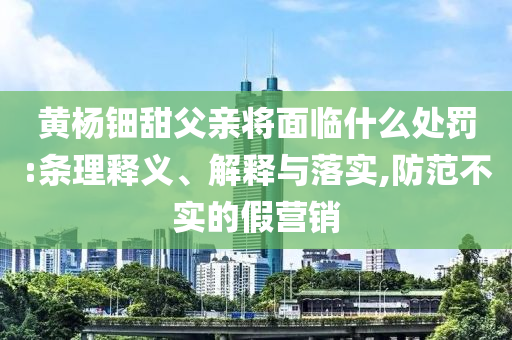 黃楊鈿甜父親將面臨什么處罰:條理釋義、解釋與落實,防范不實的假營銷